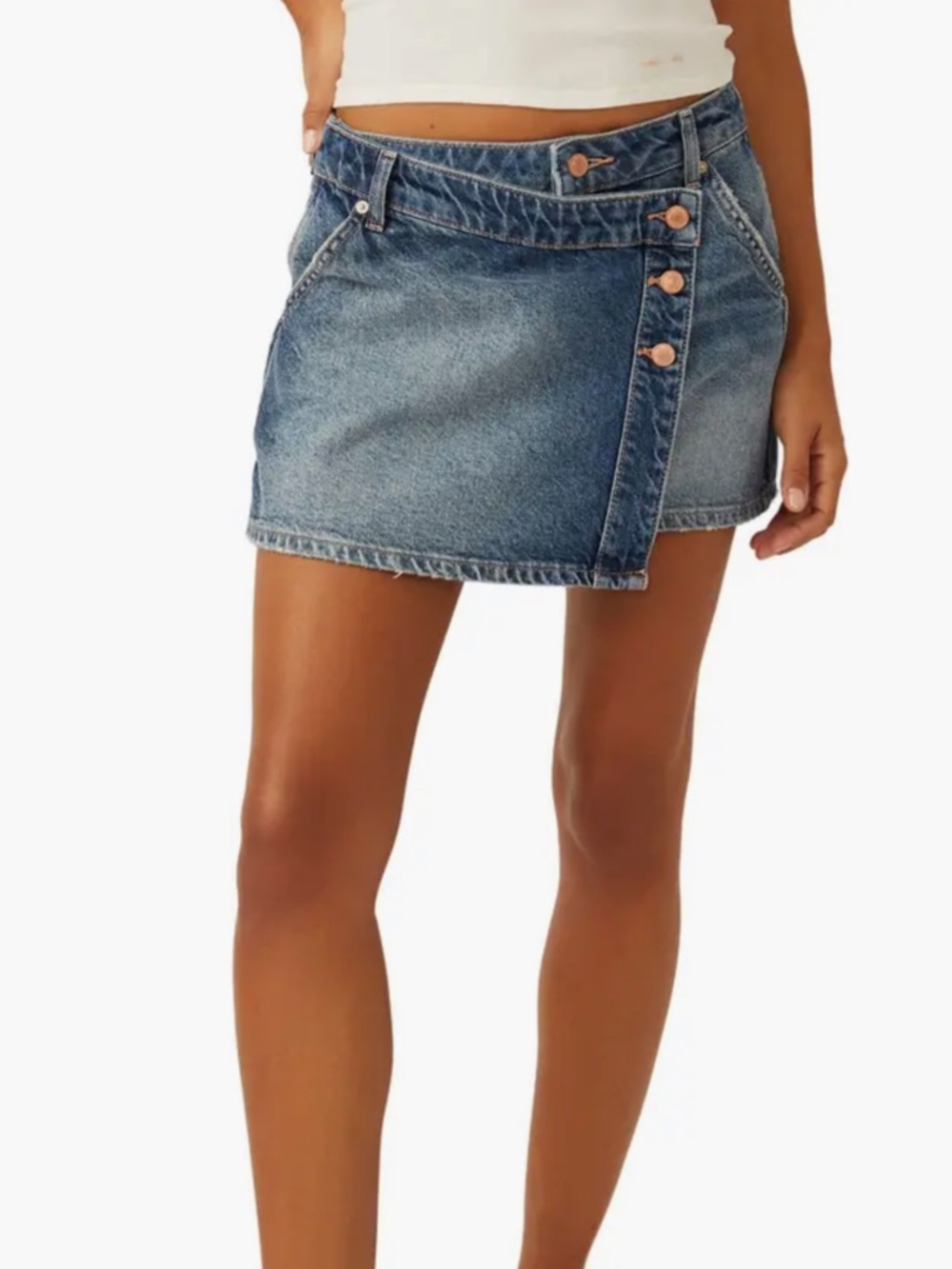 We The Free Wynne Denim Mini Skirt - Cornflower Blue